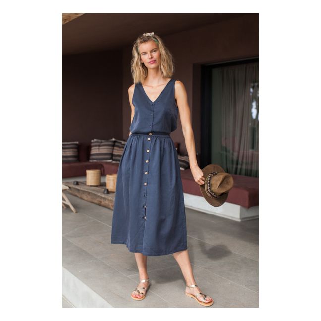 Minette Silk Midi Skirt - Women’s Collection | Navy