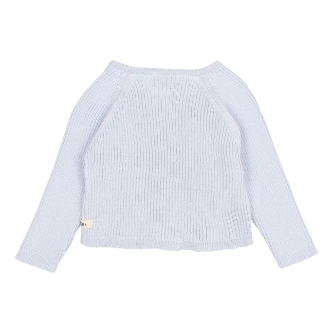 Organic Cotton Wrap Over Knit Top | Azzurro