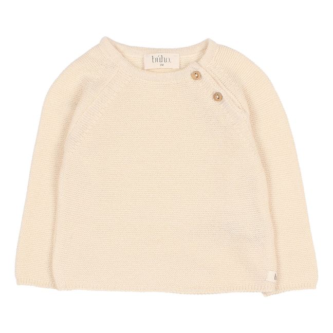 Pull Coton Bio Col Boutoné | Ecru