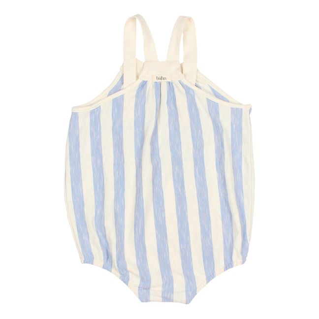 Striped Slub Cotton Romper | Blue