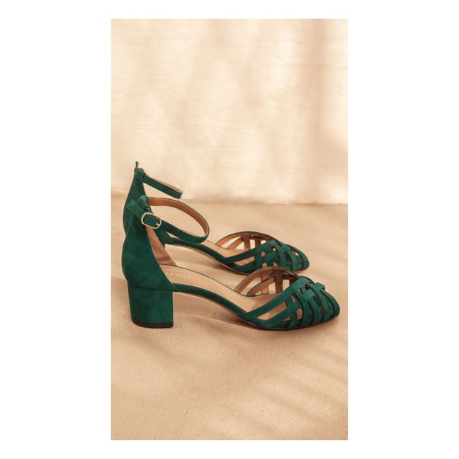 Heeled sandals Suede N°451 | Smaragdgrün