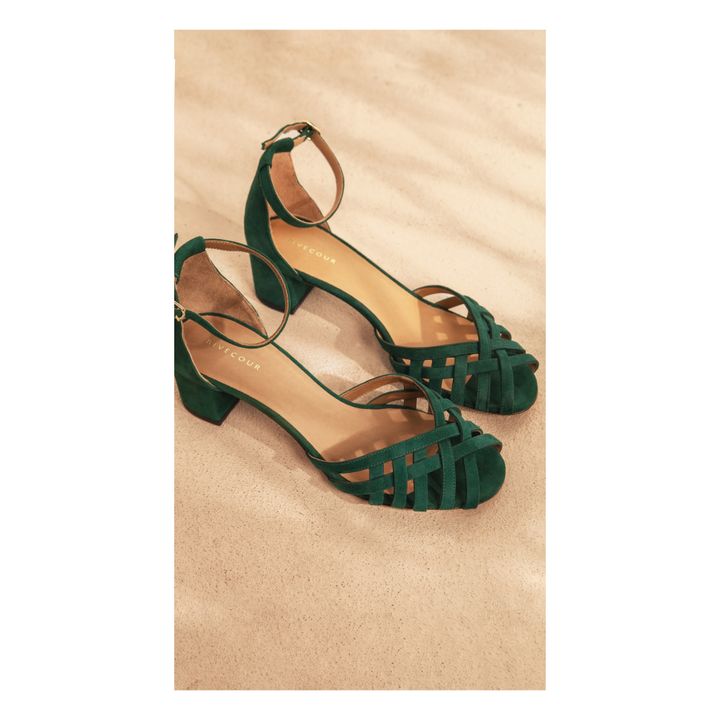 Sandalen mit Absatz Leder Nr. 451 | Smaragdgrün- Produktbild Nr. 4
