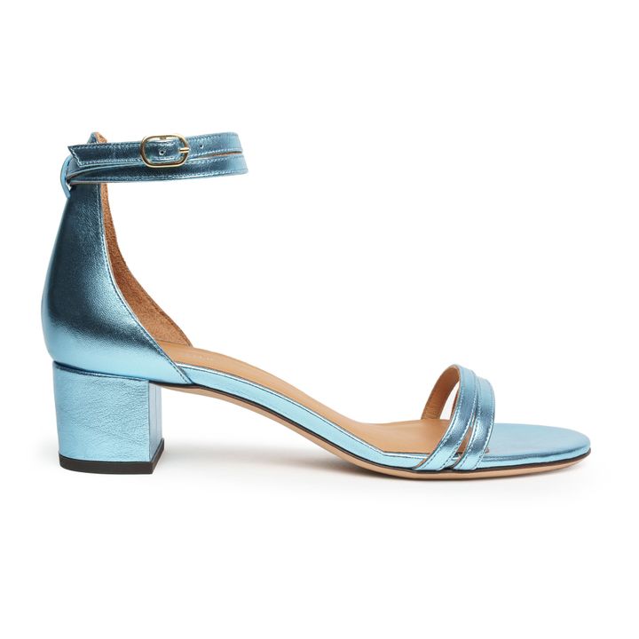 N°599 Leather Heeled Sandals | Blau- Produktbild Nr. 0