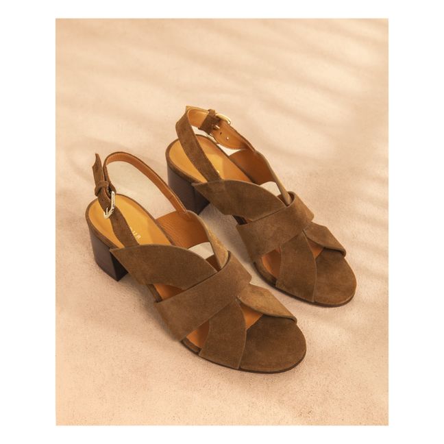 Sandali con il tacco in pelle scamosciata N°551 | Marrone