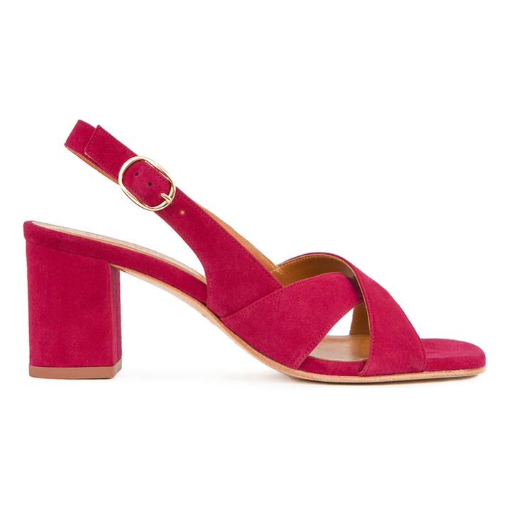 N°551 Suede Heeled Sandals | Rojo Frambuesa- Imagen del producto n°0