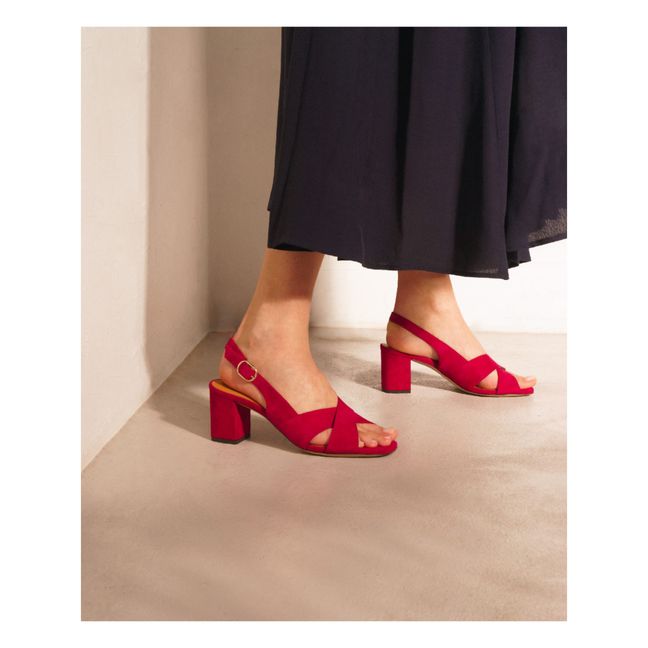 N°551 Suede Heeled Sandals | Rosso lampone