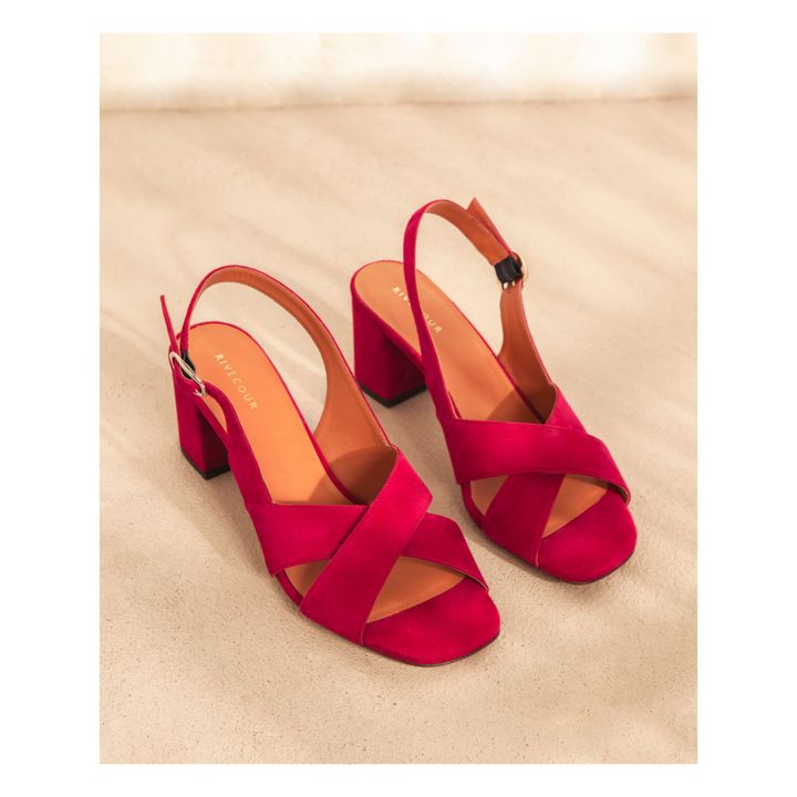 N°551 Suede Heeled Sandals | Rojo Frambuesa- Imagen del producto n°2