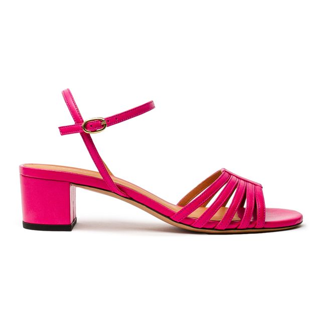 Leather heels sandals N°779 | Fuscia