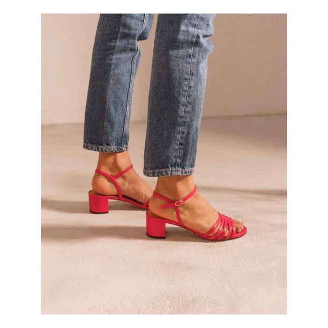Leather heels sandals N°779 | Fuchsie