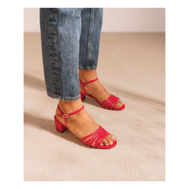 Leather heels sandals N°779 | Fuchsie