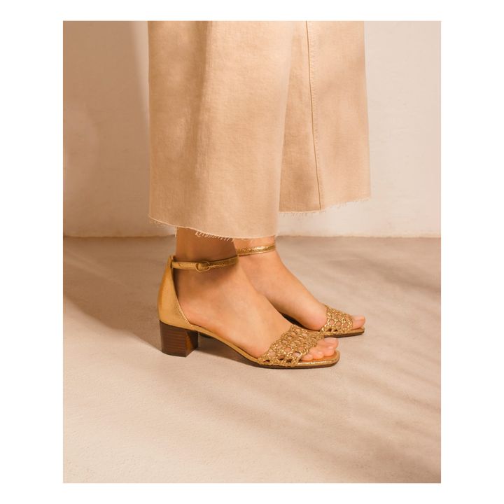 Rivecour Leather N 890 Heeled Sandals Gold Smallable