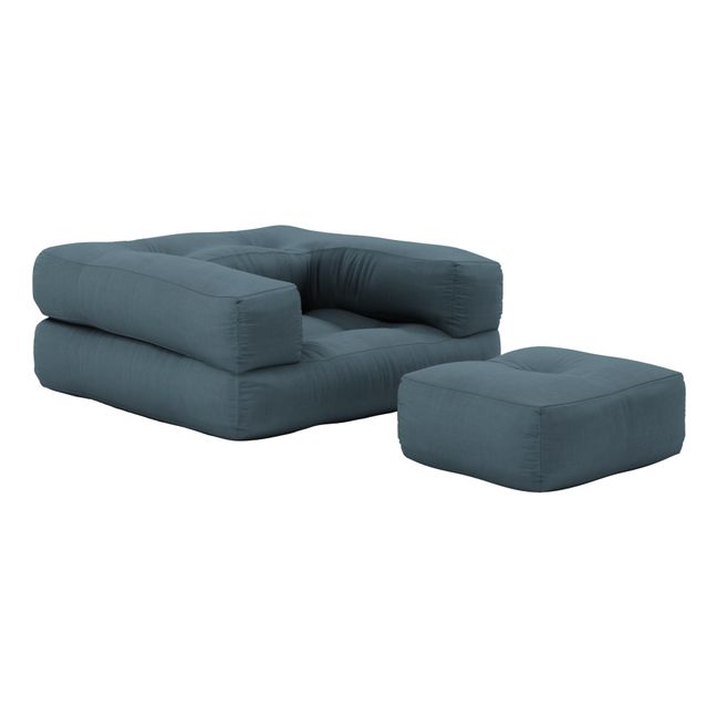 Sillón-puf infantil Cube | Azul Petróleo