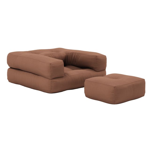 Fauteuil-pouf Cube pour enfant | Brun