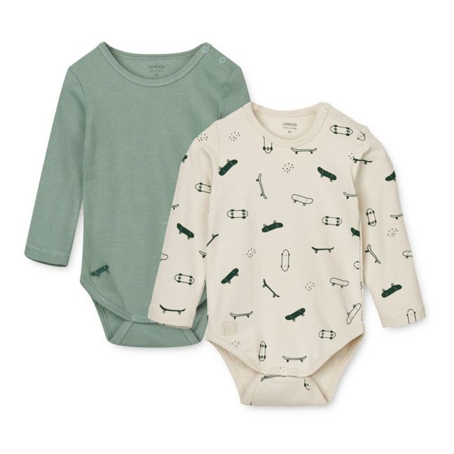 Lot 2 Bodies Coton Bio Yanni | Verde Menta