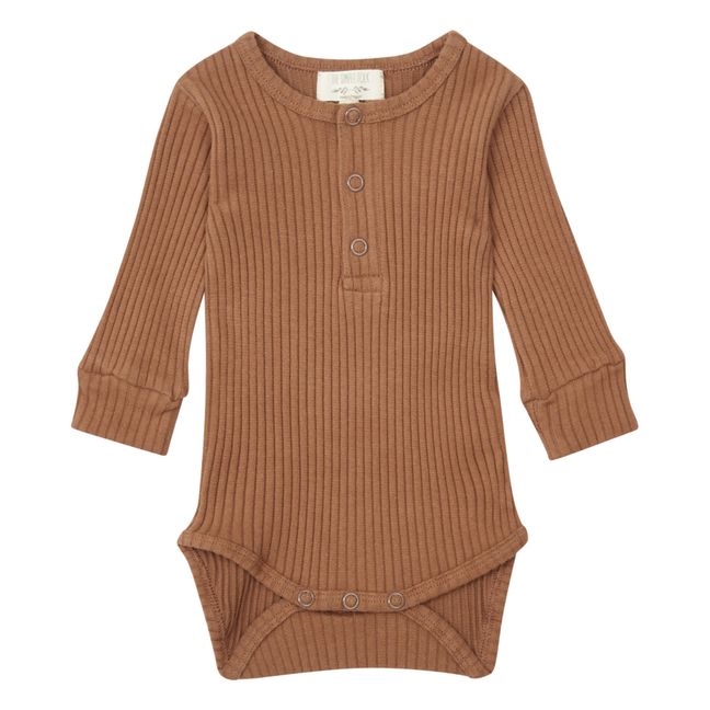 Body a maniche lunghe in cotone organico | Marrone