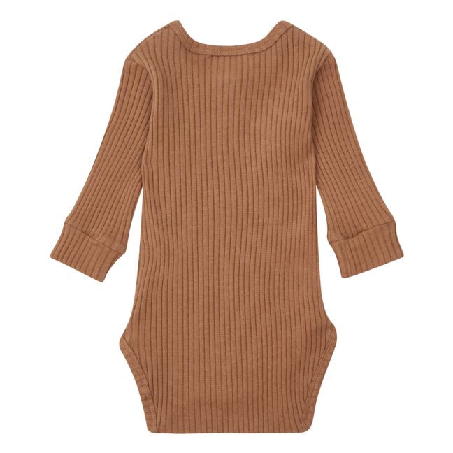 Organic Cotton Long-Sleeve Baby Bodysuit | Brown