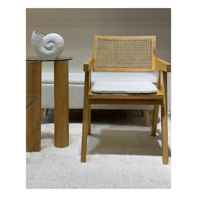 Bouclé Square Seat Cushion  | Blanc/Écru