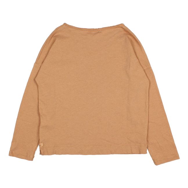 T-Shirt Coton et Lin Poche | Caramel