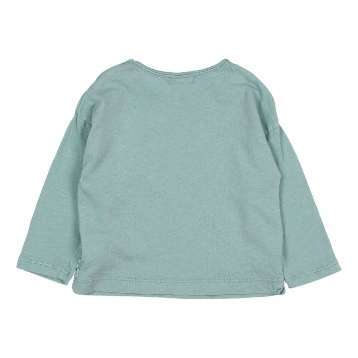 Camiseta de algodón y lino con bolsillito | Salvia- Imagen del producto n°1