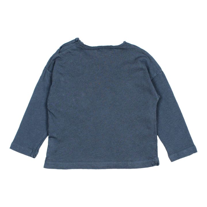 Camiseta de algodón y lino con bolsillito | Azul Marino- Imagen del producto n°1