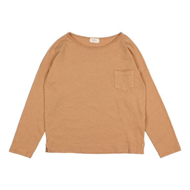 T-Shirt Coton et Lin Poche | Caramel