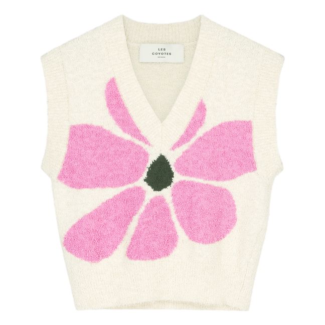 Sleeveless Flower Sweater | Pink