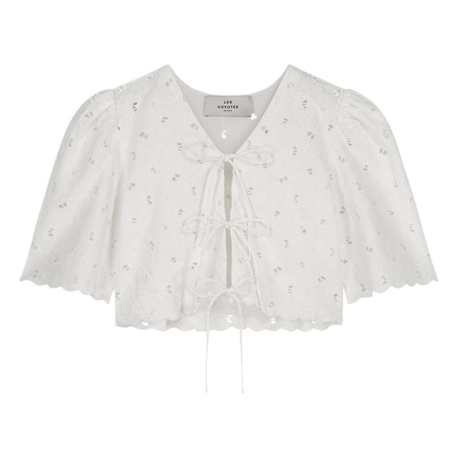 Broderie Anglaise Floral Top  | Ecru