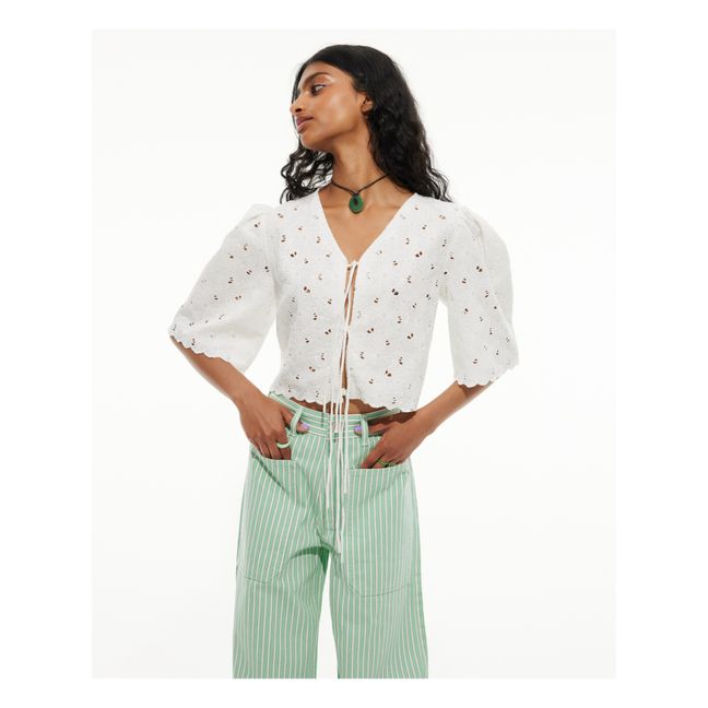 Broderie Anglaise Floral Top  | Ecru