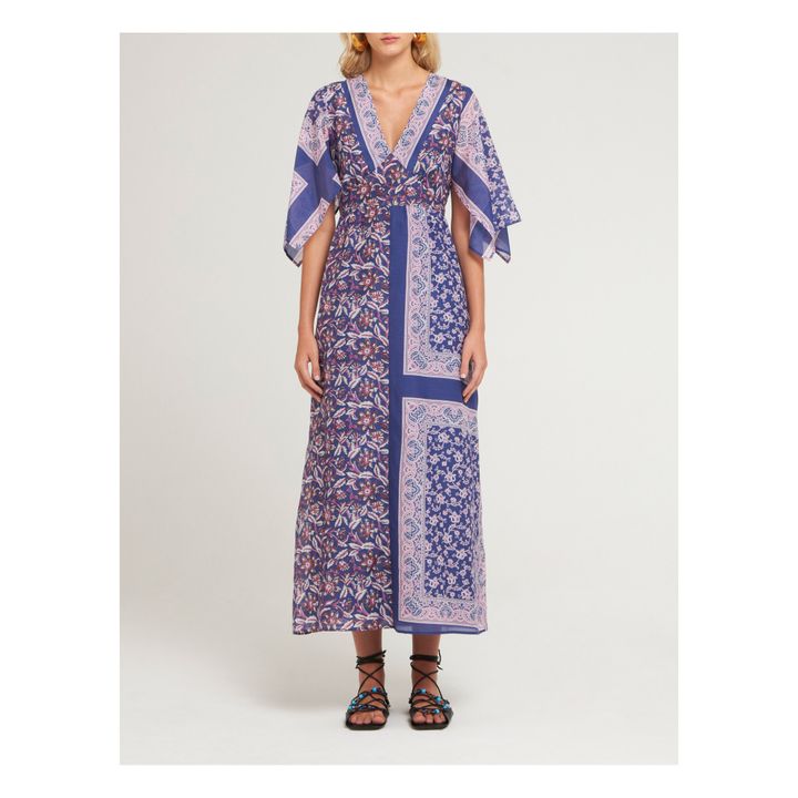 Antik Batik - Ilona Cotton and Silk Long Dress - Navy blue | Smallable