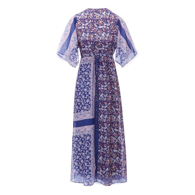 Robe Longue Ilona Coton et Soie | Bleu marine