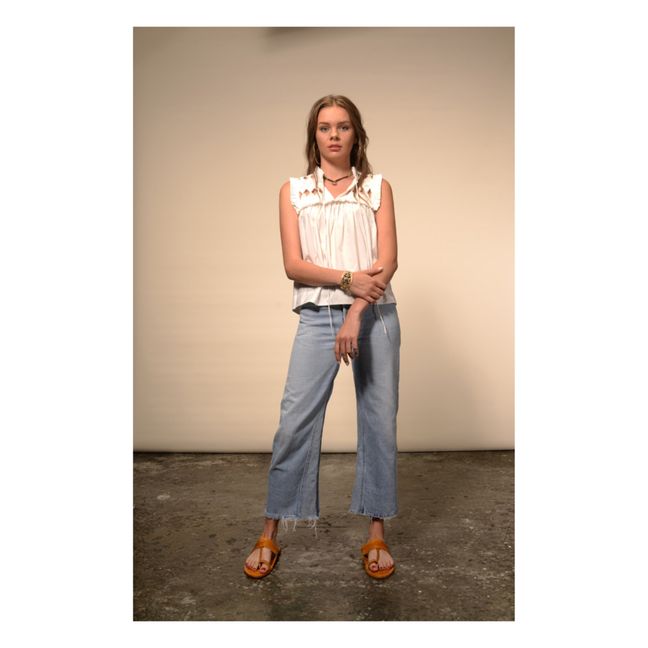 Top de popelina de algodón Birdy | Blanco