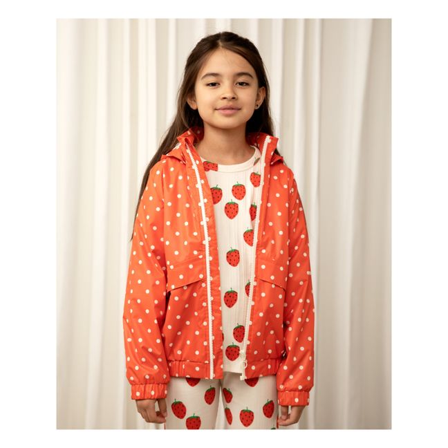 Camiseta de algodón orgánico con estampado de fresas | Crudo