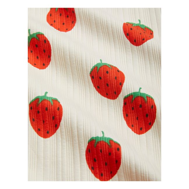 Camiseta de algodón orgánico con estampado de fresas | Crudo