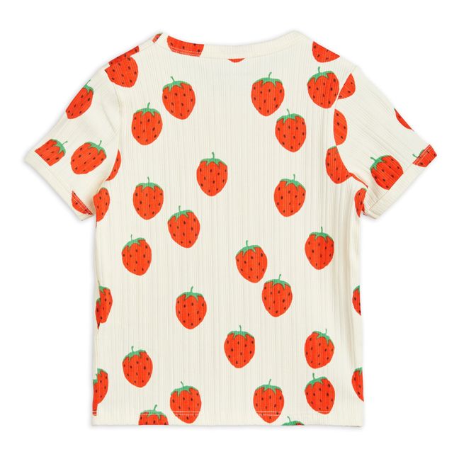 Camiseta de algodón orgánico con estampado de fresas | Crudo