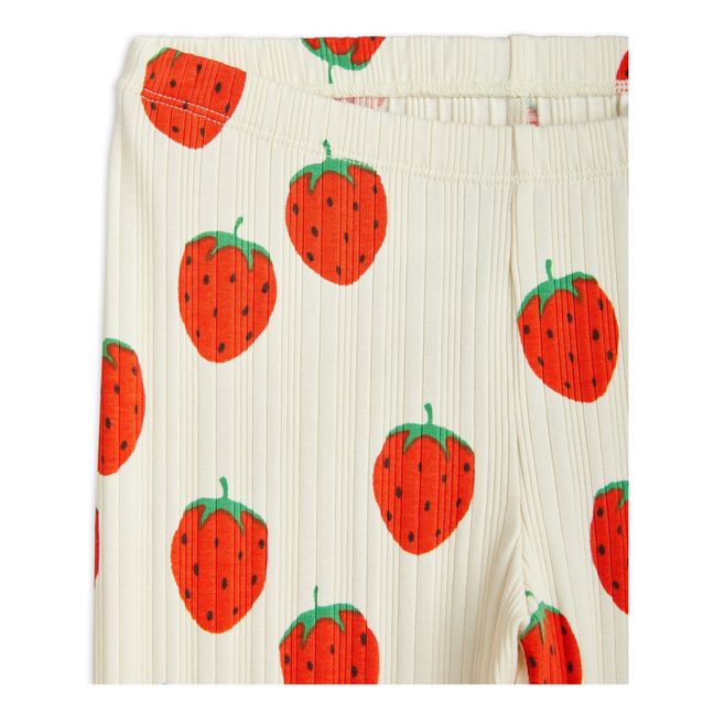 Leggings de algodón orgánico con estampado de fresas | Crudo