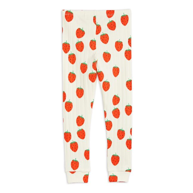 Legging Coton Bio Fraises | Ecru