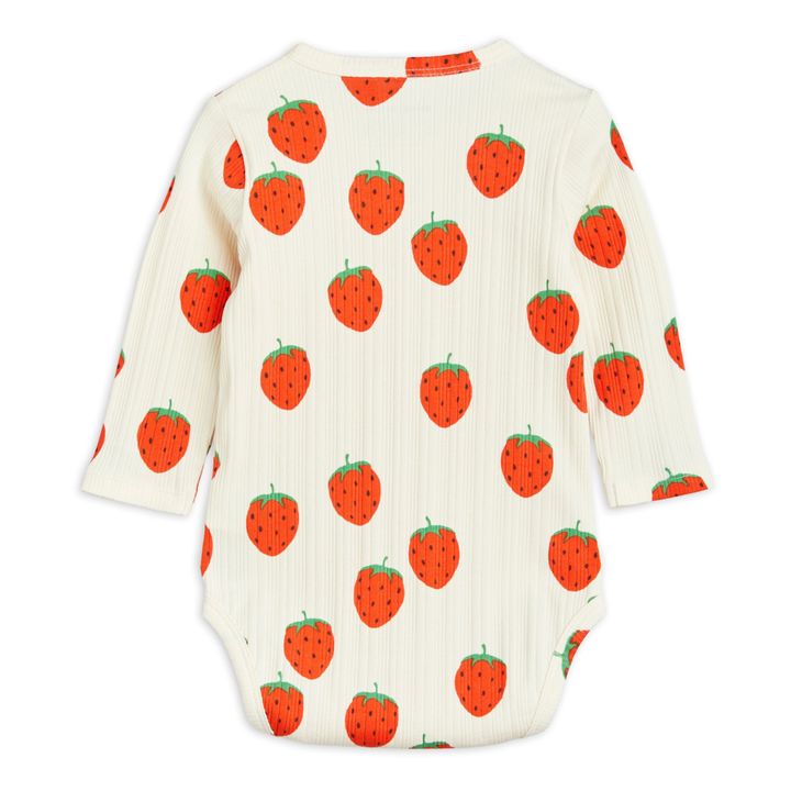 Body de algodón ecológico con estampado de fresas | Crudo- Imagen del producto n°4