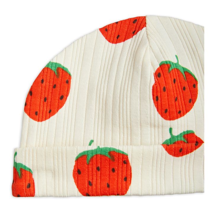 Gorrito de algodón orgánico con estampado de fresas | Crudo- Imagen del producto n°1