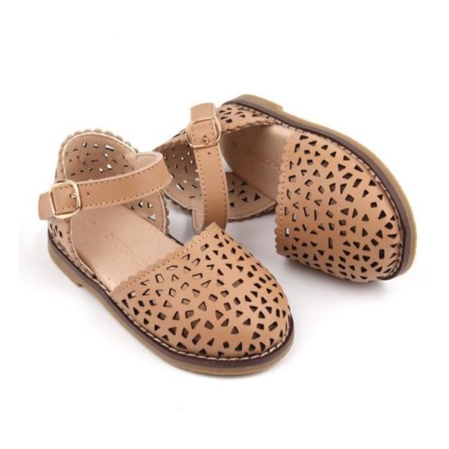Perforated Leather Pocket Sandals | Brown