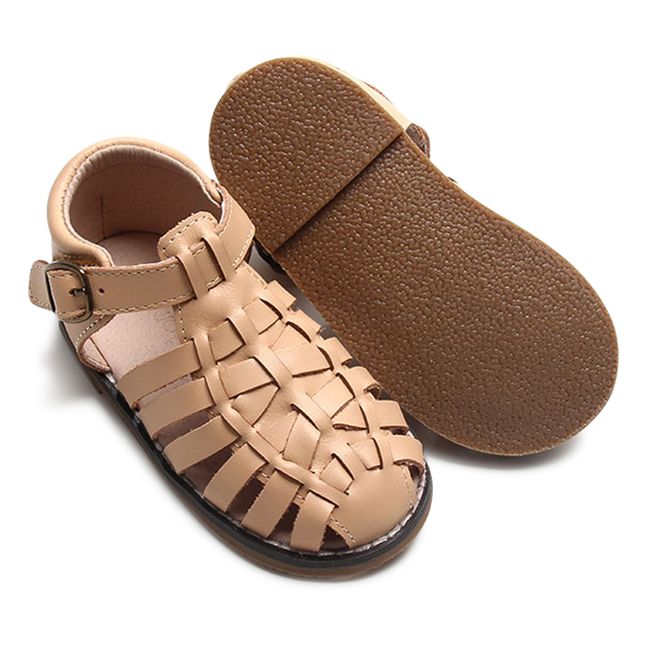 Indie Leather Woven Sandals | Cream