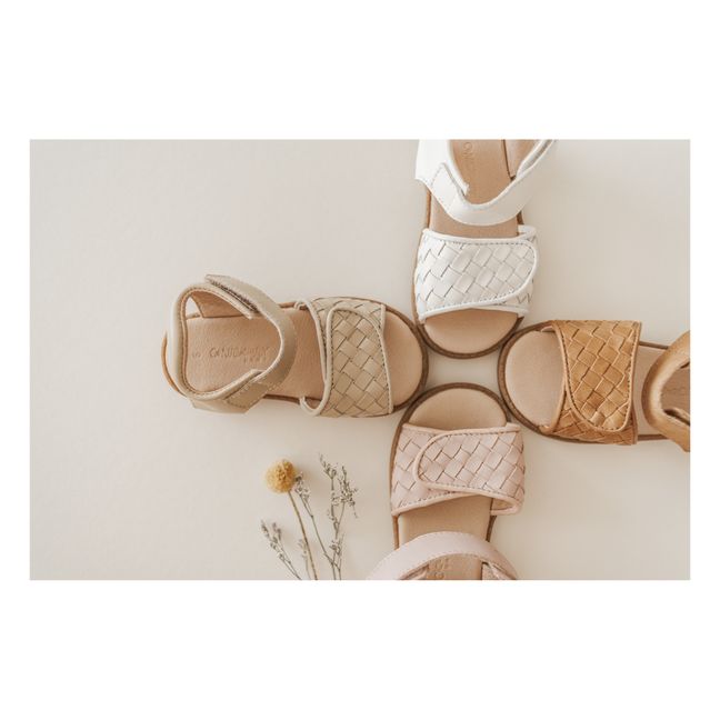 Sandales Tissées Woven Cuir | Ecru