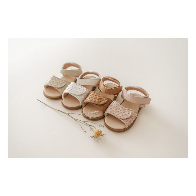 Woven Leather Sandals | Pale pink