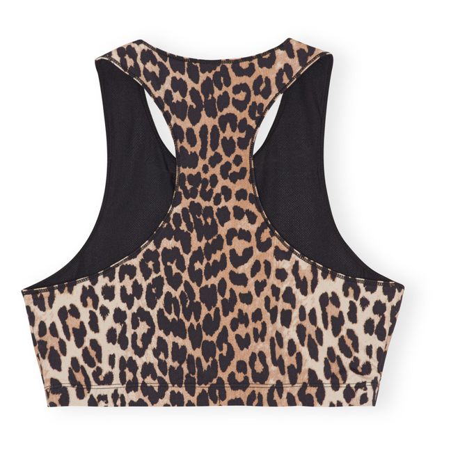Brassière Dos Nageur Active Zippée Imprimée Matières Recyclées | Léopard
