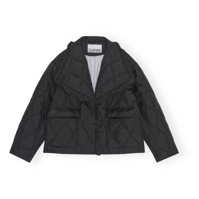Ripstop Recycled Material Quilted Jacket | Nero