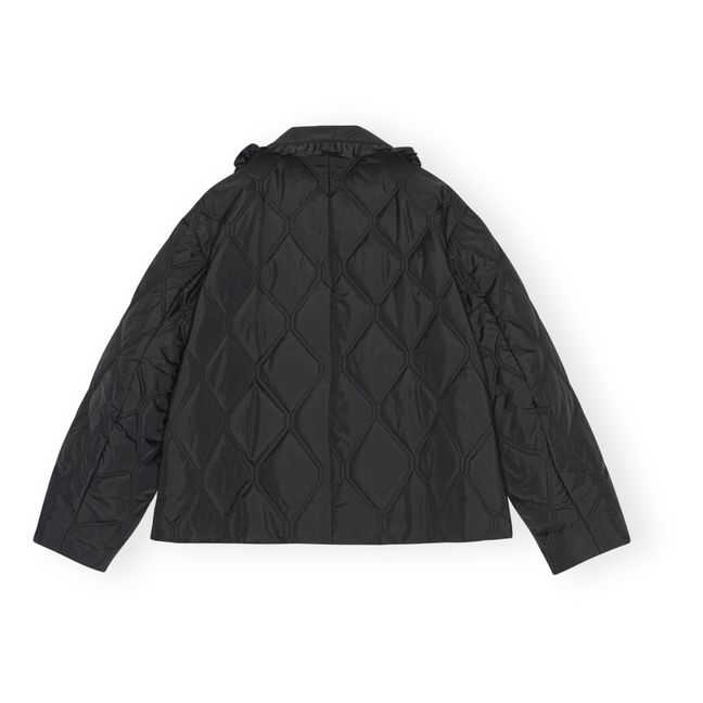 Ripstop Recycled Material Quilted Jacket | Nero
