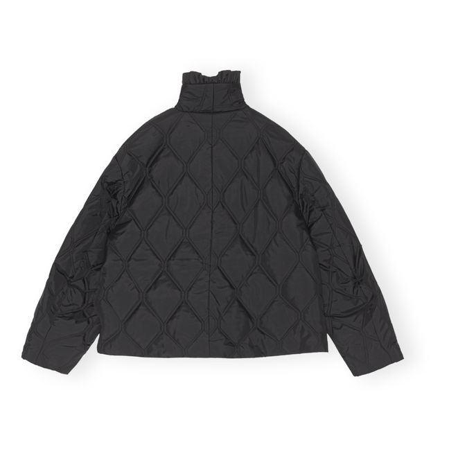 Ripstop Recycled Material Quilted Jacket | Nero
