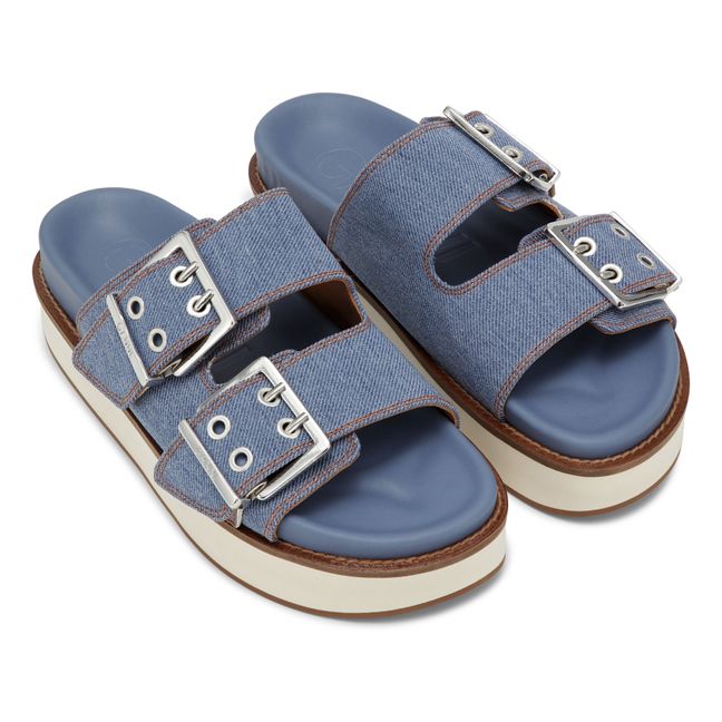Chunky Denim Buckle Sandals | Azul