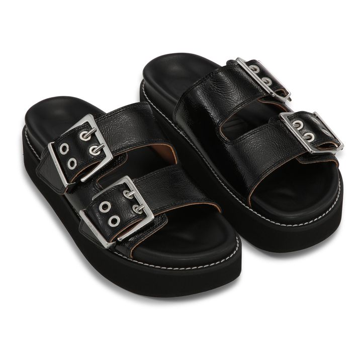 Chunky Denim Buckle Sandals | Negro- Imagen del producto n°1