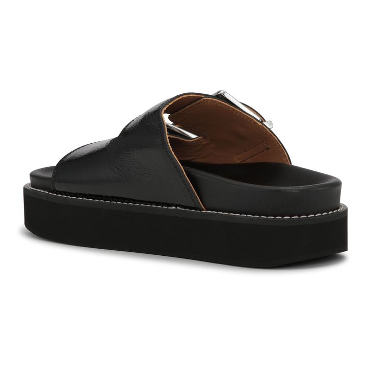 Chunky Denim Buckle Sandals | Negro- Imagen del producto n°2
