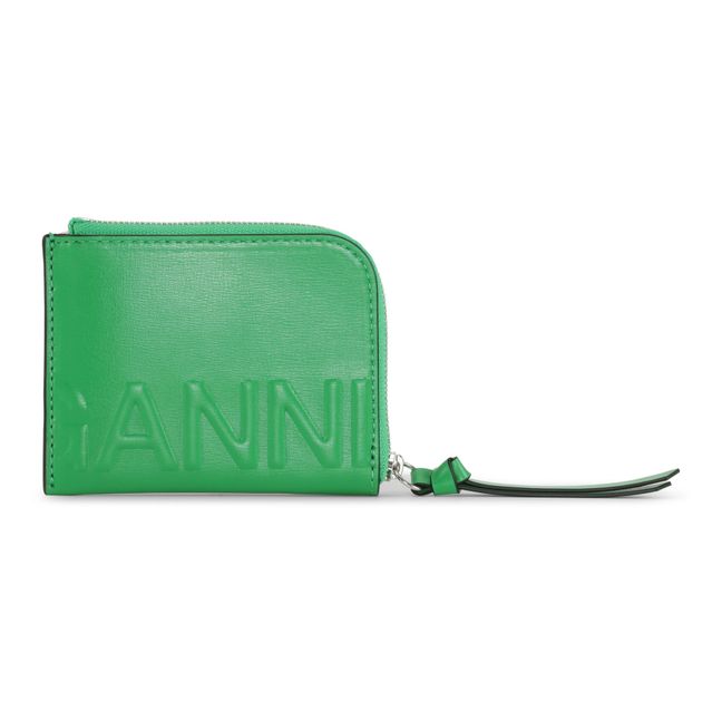 Cartera con cremallera Banner de piel reciclada | Verde